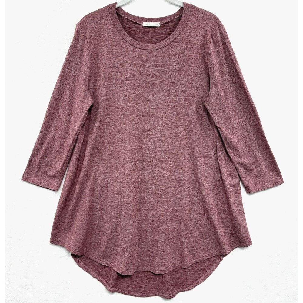 REB In J 220 High-Low Tunic Tee Womens M Soft 3/4 Sleeve Heathered *TINY FLAW*